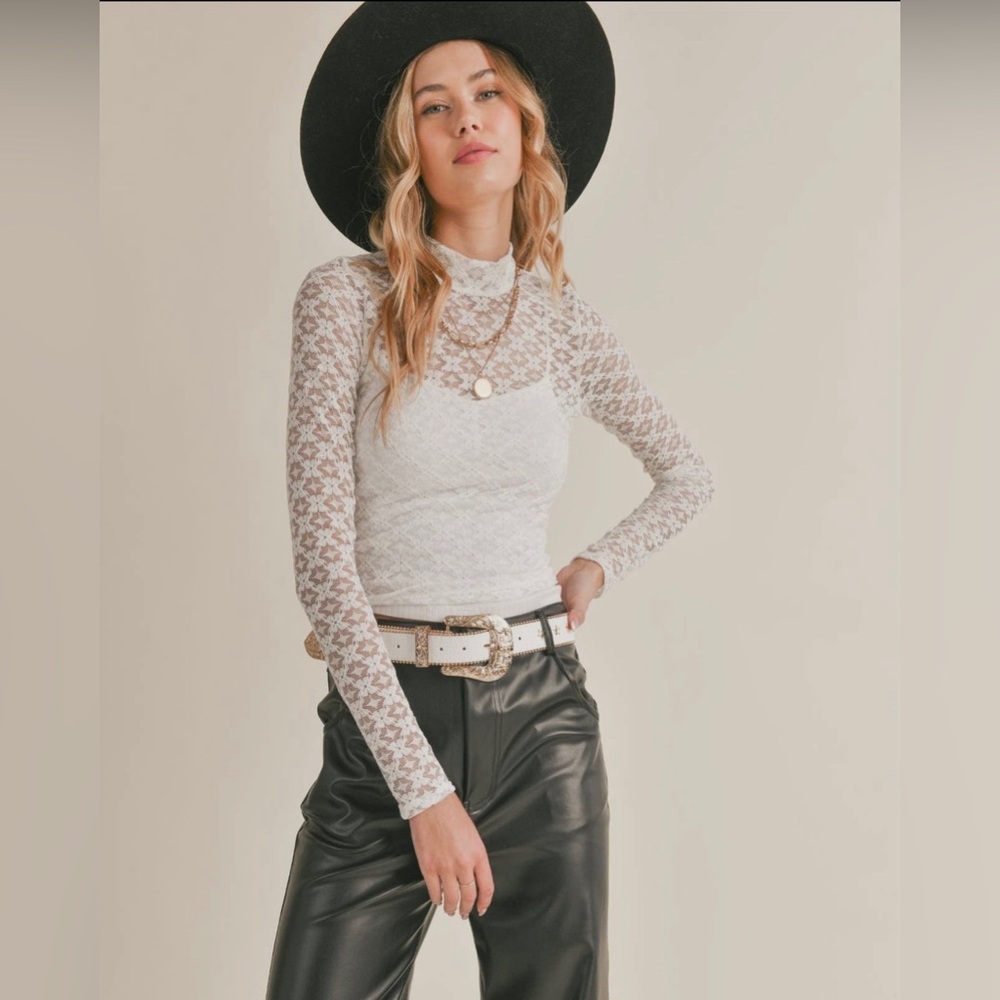 Sadie + Sage mock neck lace top